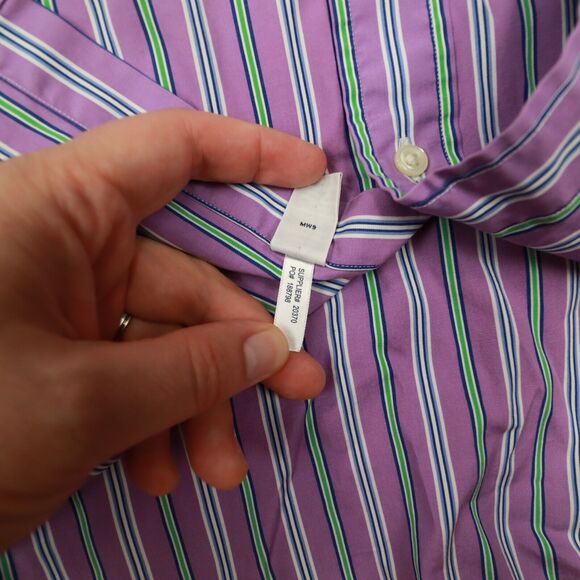 Polo Ralph Lauren Men's Vintage Purple Striped Button Up Shirt size Large - Picture 8 of 9